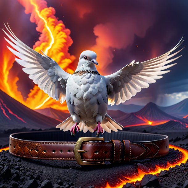 Picture of a dove in a belt in the volcano