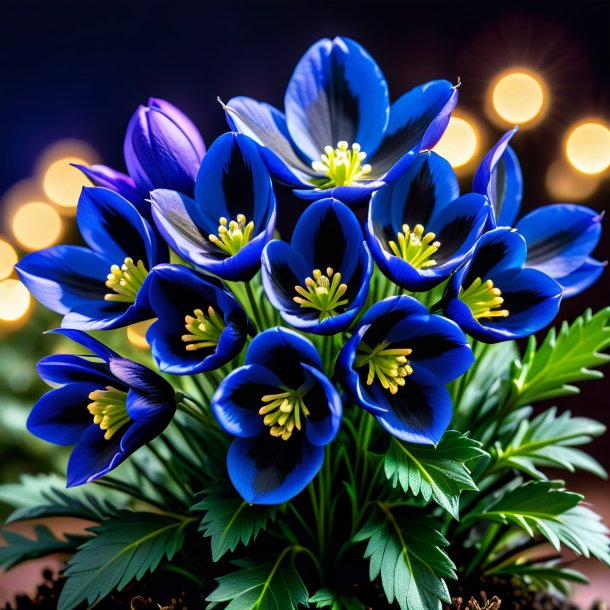 Imagerie d'un aconite de noël bleu marine