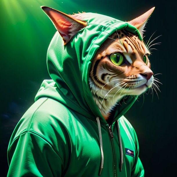 Foto de um atum em um hoodie verde