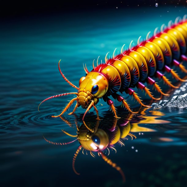 Picture of a centipede in a jacket in the water