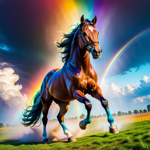 Picture of a threatening of a horse on the rainbow