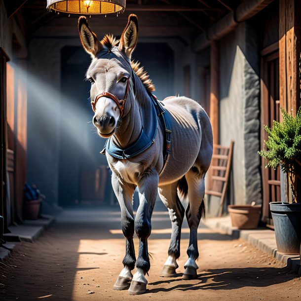 Image of a donkey in a gray jeans