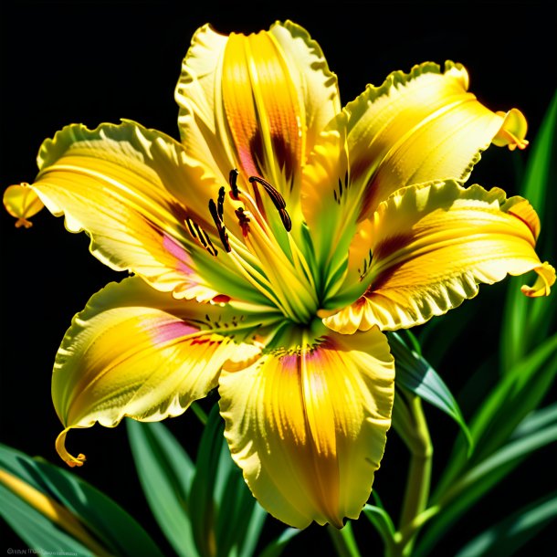 "figure of a yellow daylily, yellow"