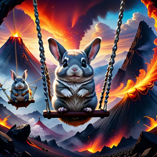 Image of a swinging on a swing of a chinchillas in the volcano