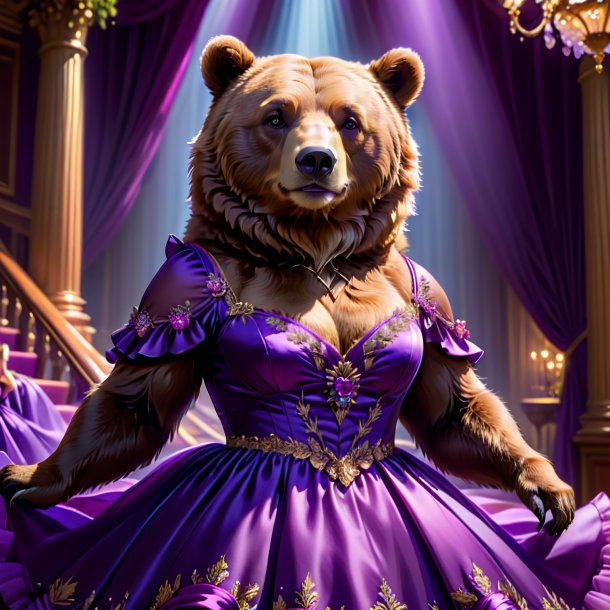 De um urso em um vestido roxo