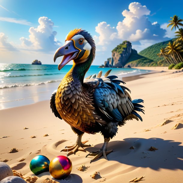 Picture of a playing of a dodo on the beach