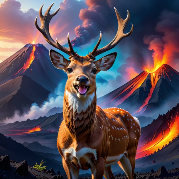 Pic of a smiling of a deer in the volcano