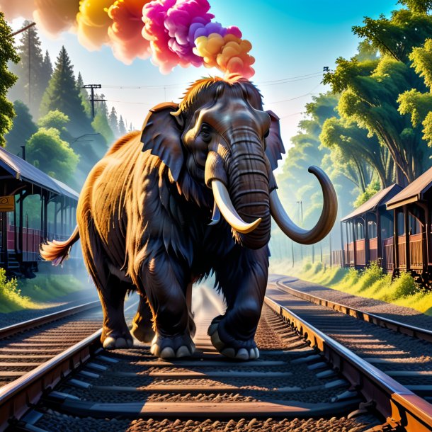 Foto de un baile de un mamut en las vías del tren