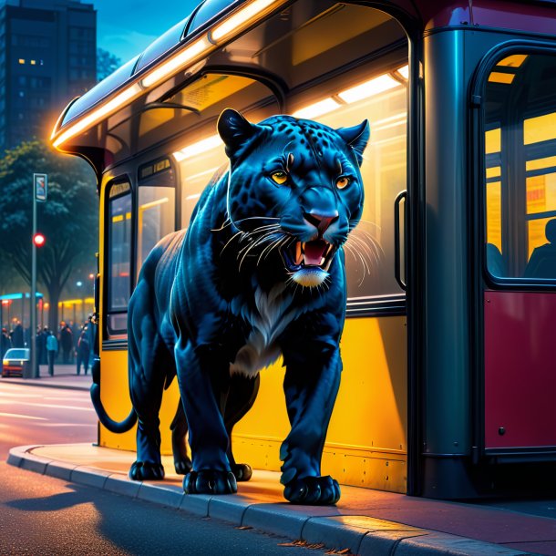 Photo of a threatening of a panther on the bus stop