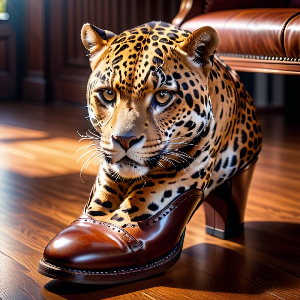 Imagem de um jaguar em um sapatos marrons