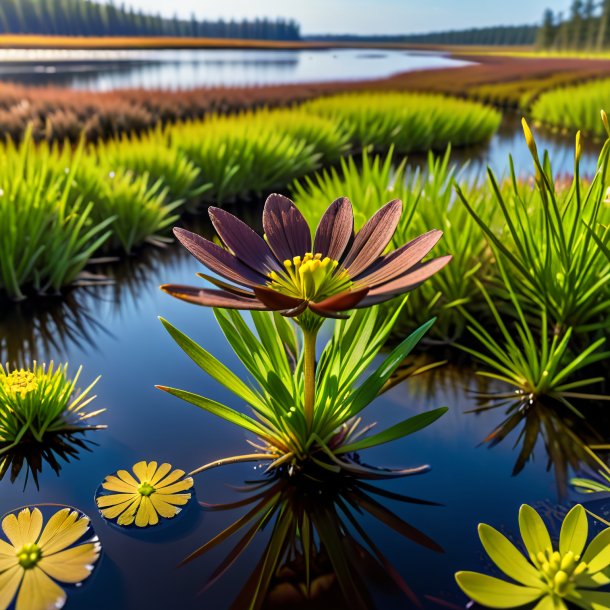 "depiction of a brown crowfoot, marsh"