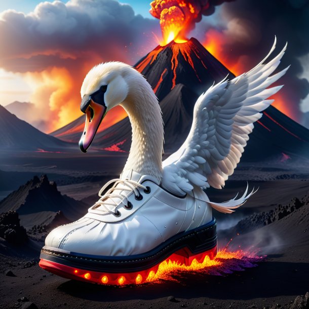 Photo of a swan in a shoes in the volcano