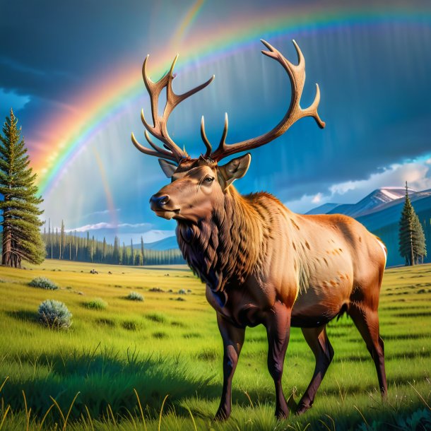 Pic of a playing of a elk on the rainbow