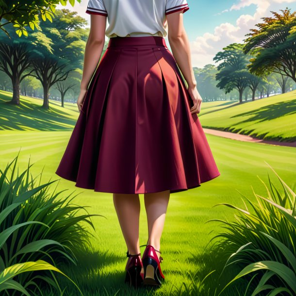 Illustration of a maroon skirt from grass