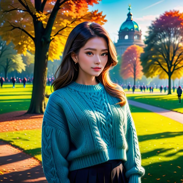 Photo of a mol in a sweater in the park