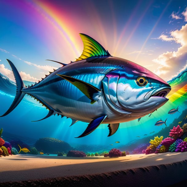 Photo of a resting of a tuna on the rainbow