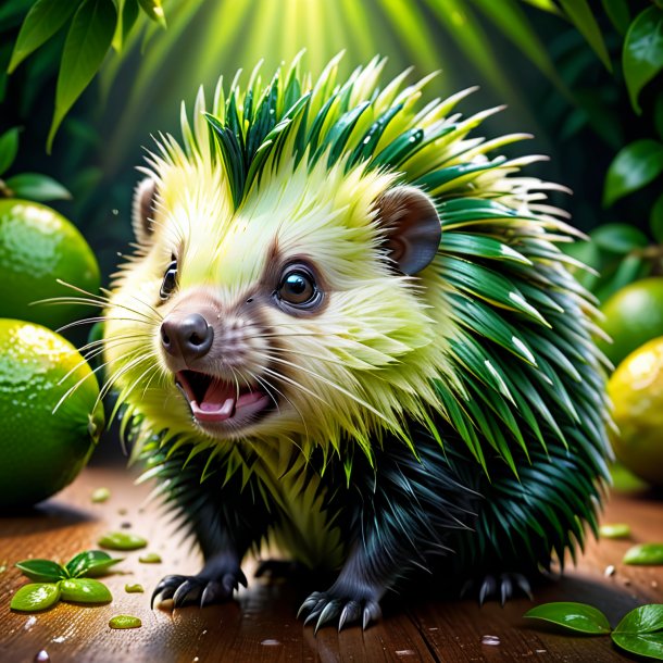 Image of a lime crying porcupine