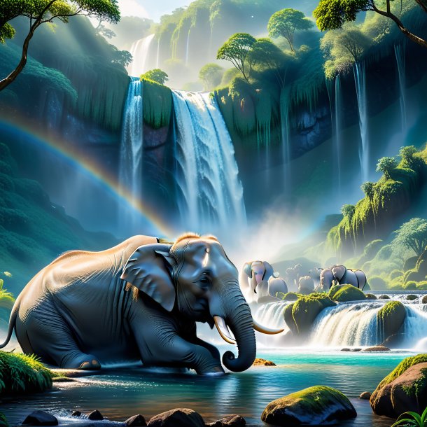 Imagen de un sueño de un elefante en la cascada