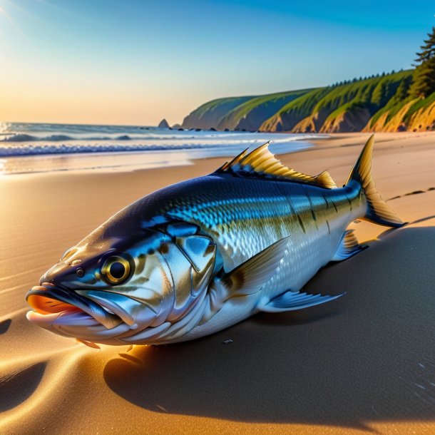 Foto de uma espera de um haddock na praia