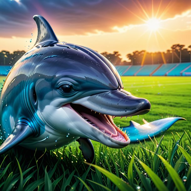 Photo of a crying of a dolphin on the field