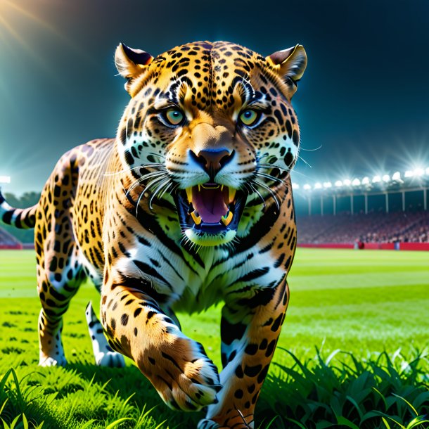 Picture of a threatening of a jaguar on the field