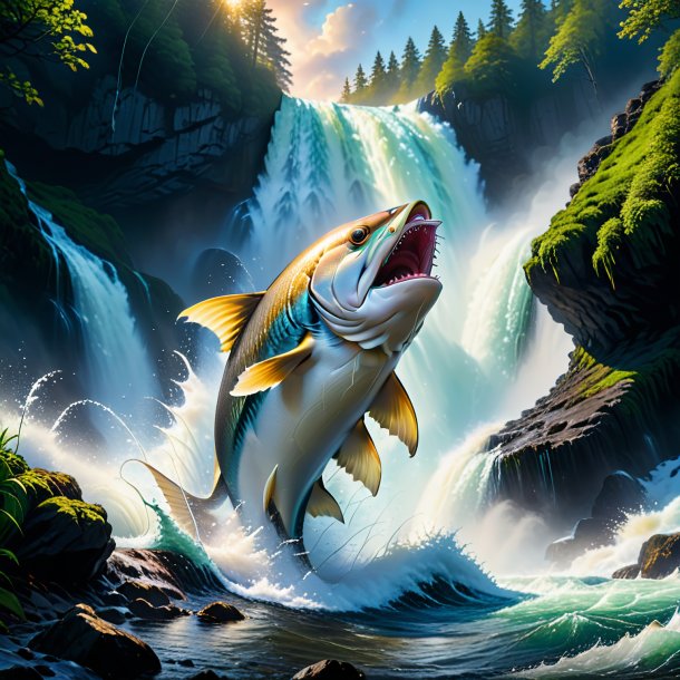 Imagem de uma raiva de um haddock na cachoeira