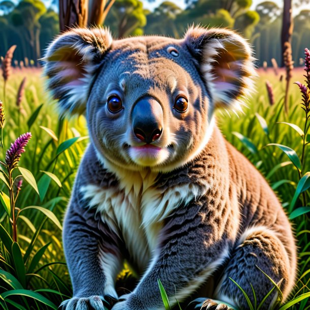 Picture of a resting of a koala in the meadow