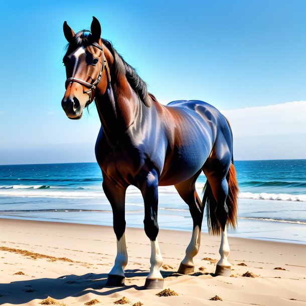 De um cavalo em um jeans na praia