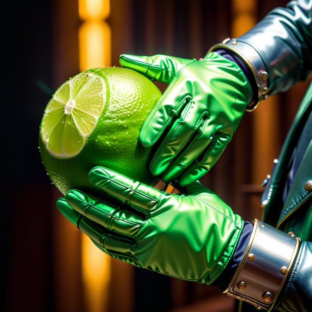 Pic of a lime gloves from metal