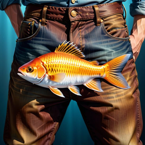 Image d'un poisson dans un jean brun