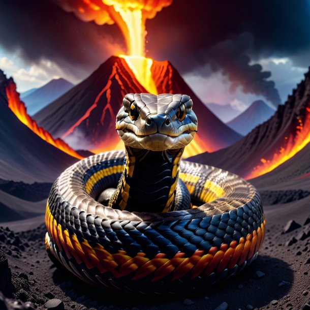 Pic of a cobra in a belt in the volcano