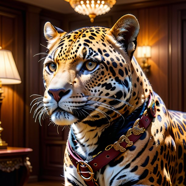 Picture of a jaguar in a belt in the house