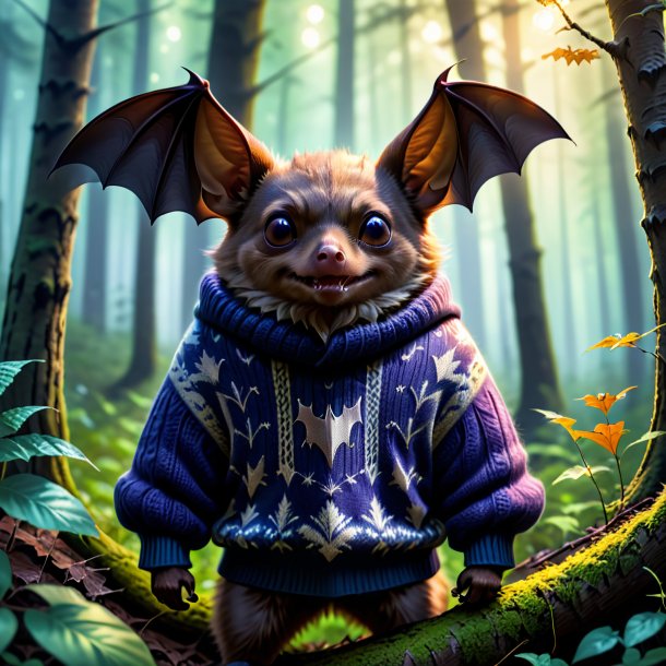 Image of a bat in a sweater in the forest