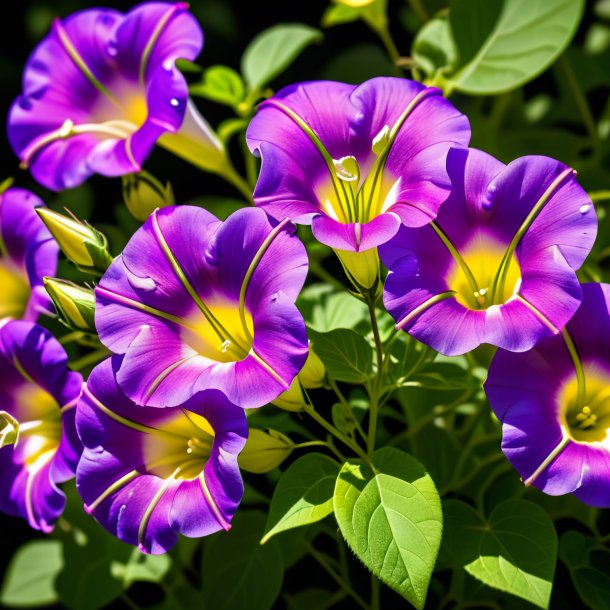 "photography of a khaki bindweed, purple"