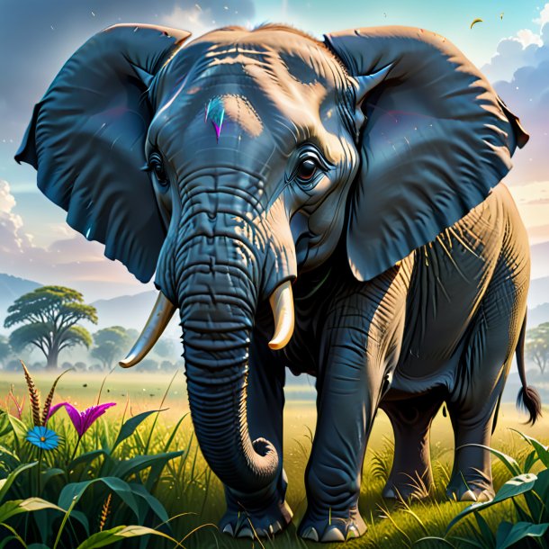 Image of a crying of a elephant in the meadow