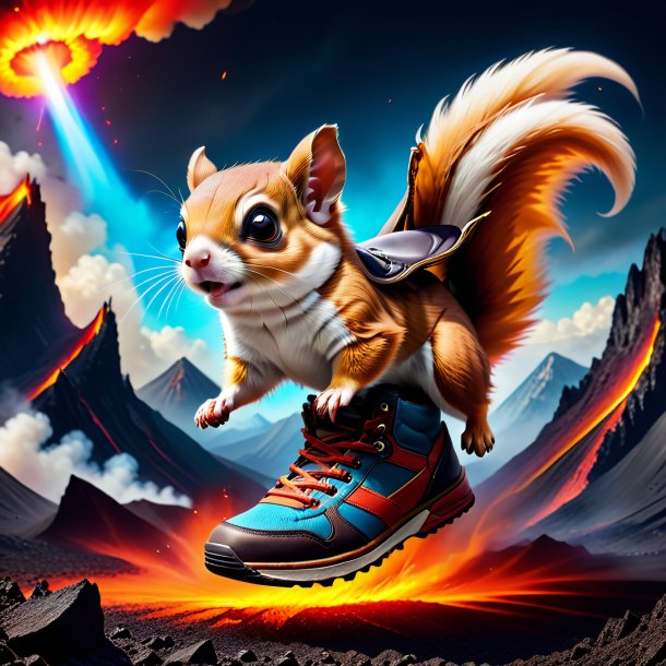 Image of a flying squirrel in a shoes in the volcano