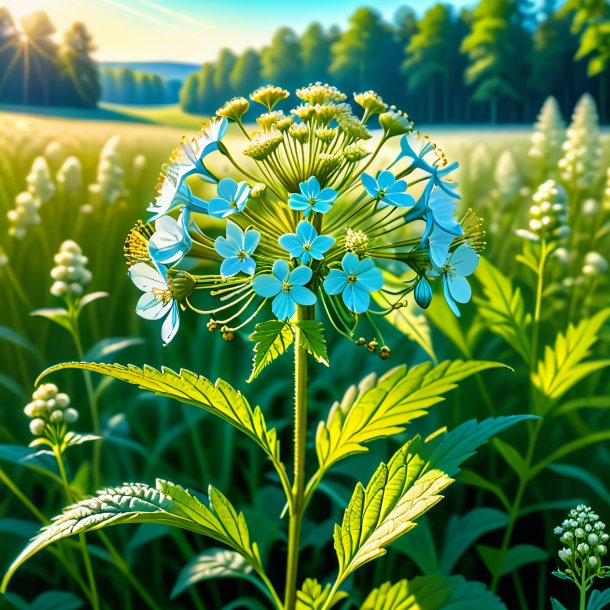 Illustration of a aquamarine meadowsweet