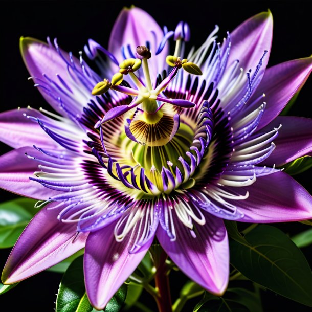 Depiction of a purple passion flower