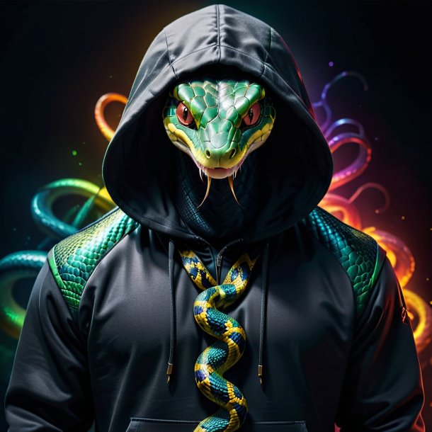 Image of a snake in a black hoodie