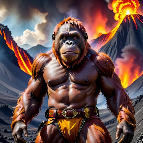 Pic of a orangutan in a belt in the volcano