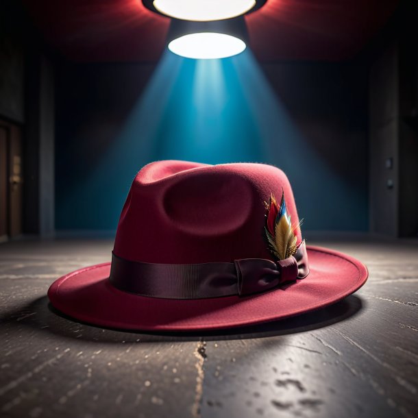 Photo of a maroon hat from concrete