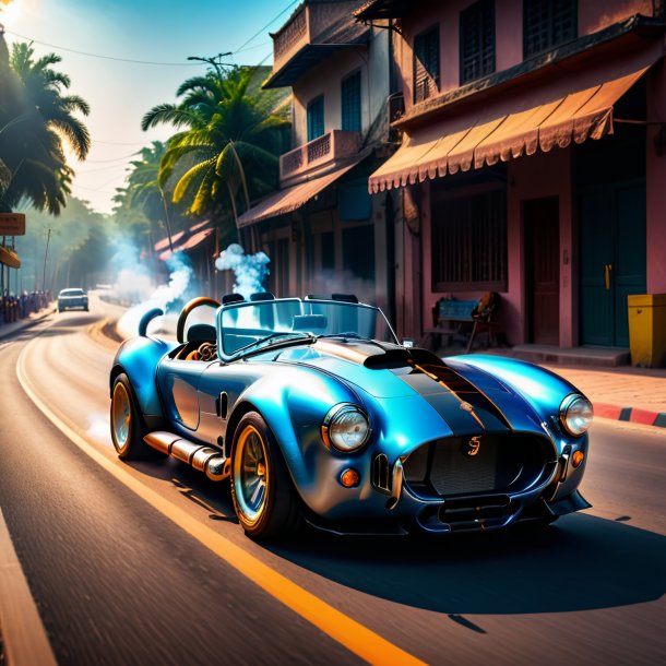 Picture of a smoking of a cobra on the road