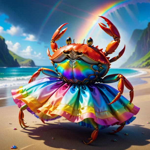 Picture of a crab in a dress on the rainbow