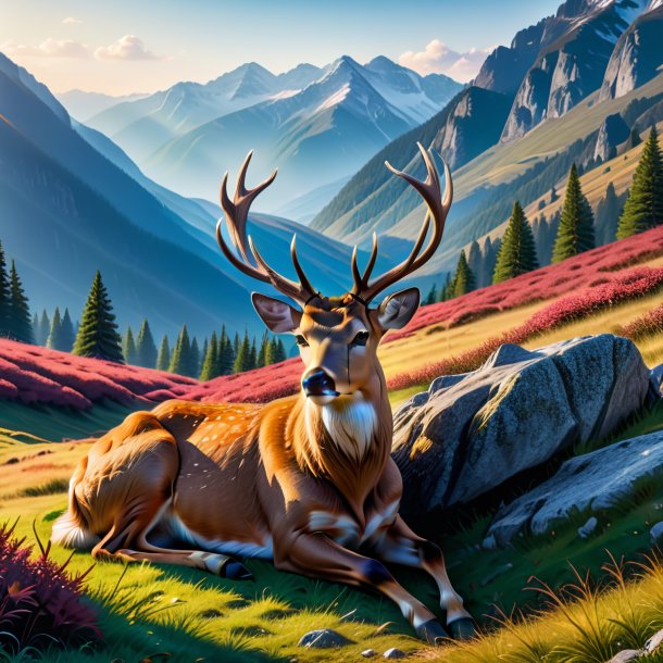 Pic of a resting of a deer in the mountains