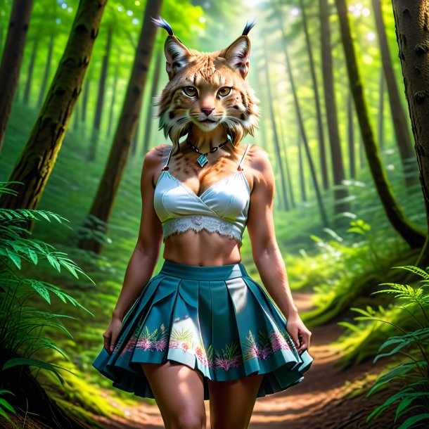 Picture of a lynx in a skirt in the forest