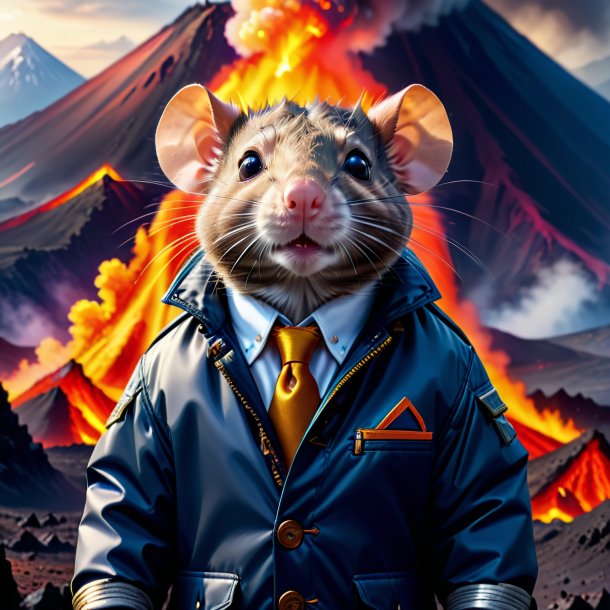 Picture of a rat in a jacket in the volcano