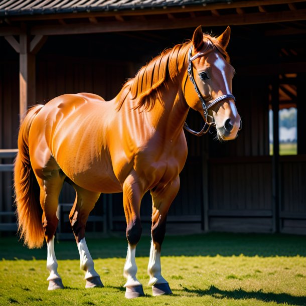 Foto de un caballo con un abrigo naranja