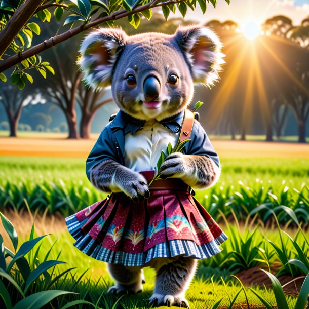 Picture of a koala in a skirt on the field