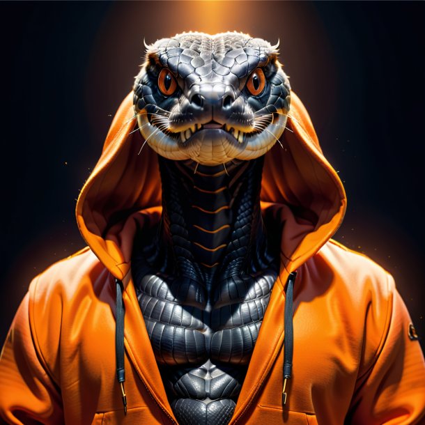 Image of a king cobra in a orange hoodie