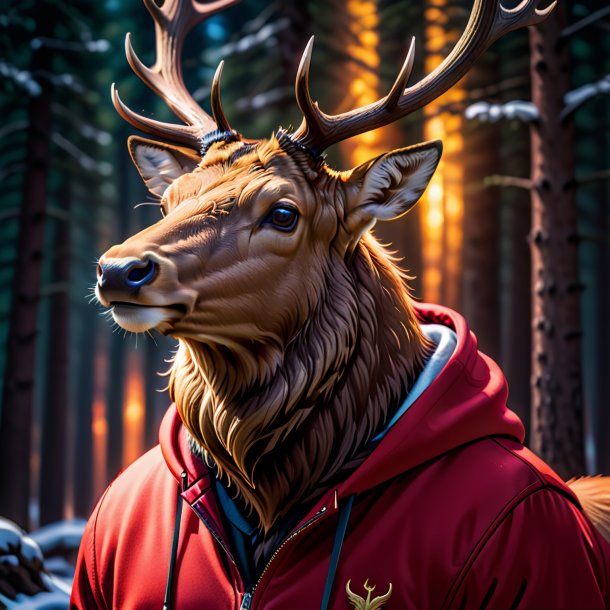 Pic d'un wapiti dans un sweat rouge